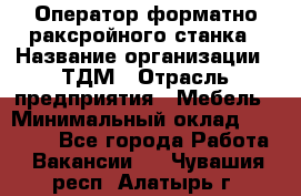 Оператор форматно-раксройного станка › Название организации ­ ТДМ › Отрасль предприятия ­ Мебель › Минимальный оклад ­ 40 000 - Все города Работа » Вакансии   . Чувашия респ.,Алатырь г.